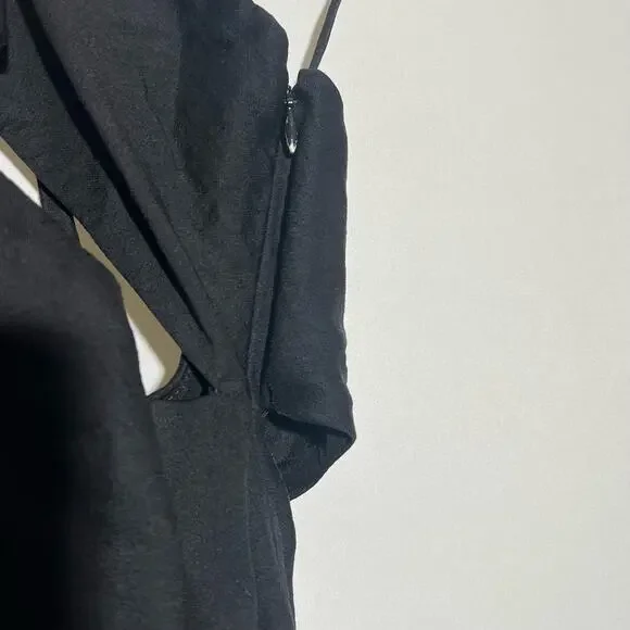 Marina Moscone RTR Shipwrecked Cutaway Dress Black Women Size 6 Virgin Wool Silk - Picture 9 of 12